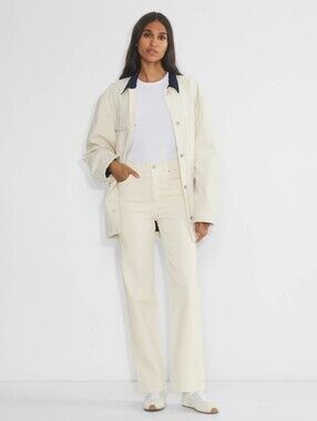 Denim Forum Arlo High Rise Straight Jeans in Cream